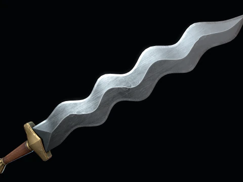 Short Flamberge Sword 3D Model