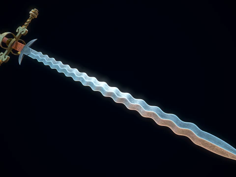 Two-handed Flamberge 3D Model