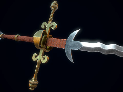 Two-handed Flamberge 3D Model