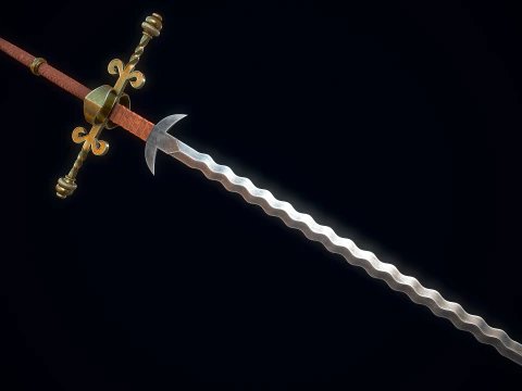 Two-handed Flamberge 3D Model