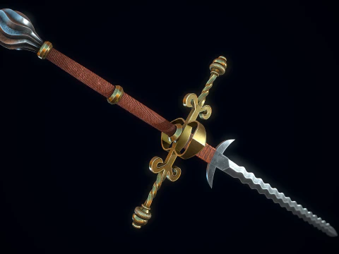 Two-handed Flamberge 3D Model