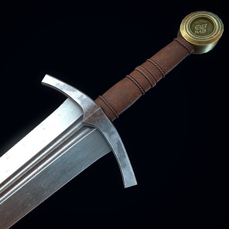 Medieval Broadsword 3D Model .c4d .max .obj .3ds .fbx .stl .blend 