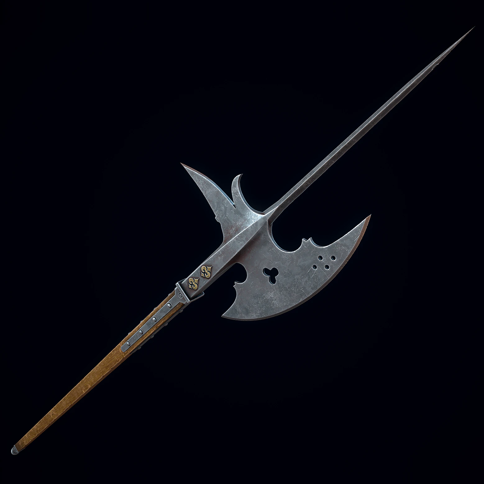 Medieval Halberd 3D Model .c4d .max .obj .3ds .fbx .stl .blend 