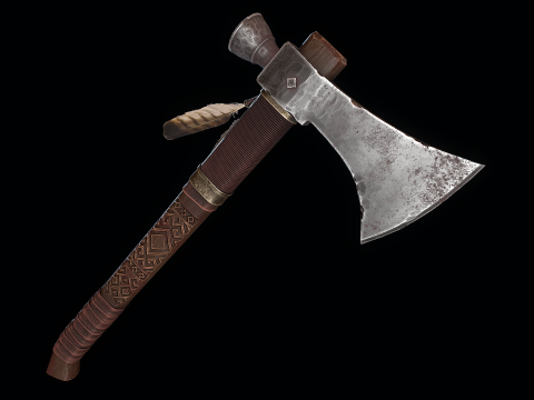 Machado Tomahawk Decorado Modelo 3D