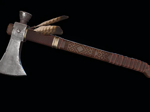 Decorated Tomahawk Axe 3D Model