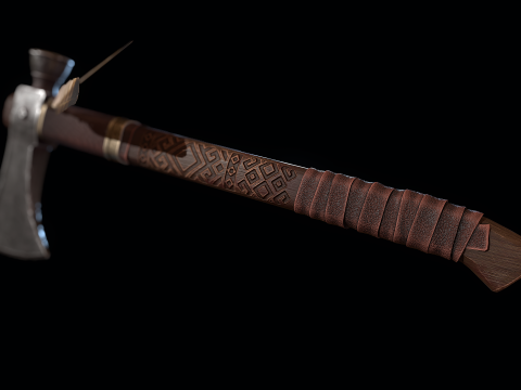 Machado Tomahawk Decorado Modelo 3D