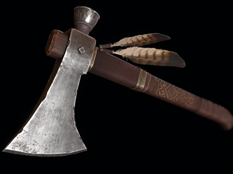 Machado Tomahawk Decorado Modelo 3D