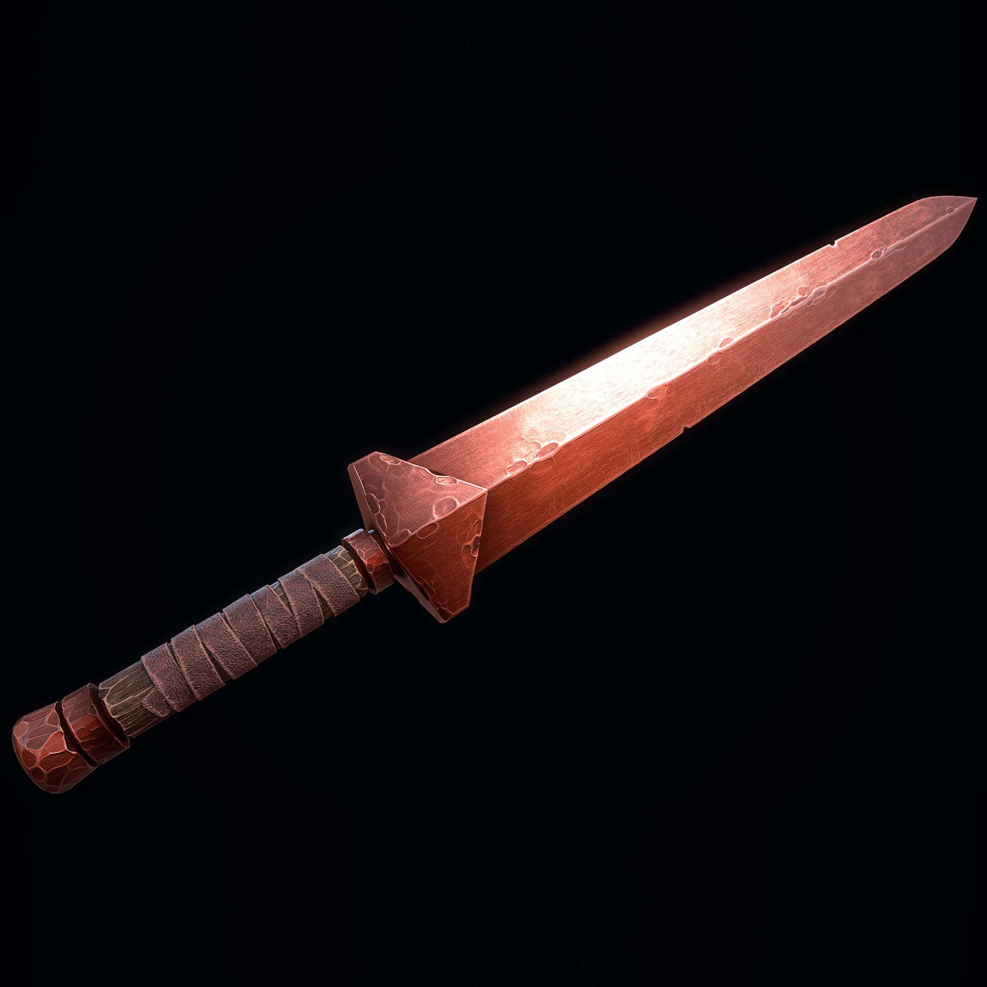 Short Copper Sword 3D Model .c4d .max .obj .3ds .fbx .stl .blend 
