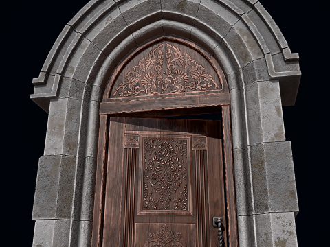 哥特式城堡门 3D 模型