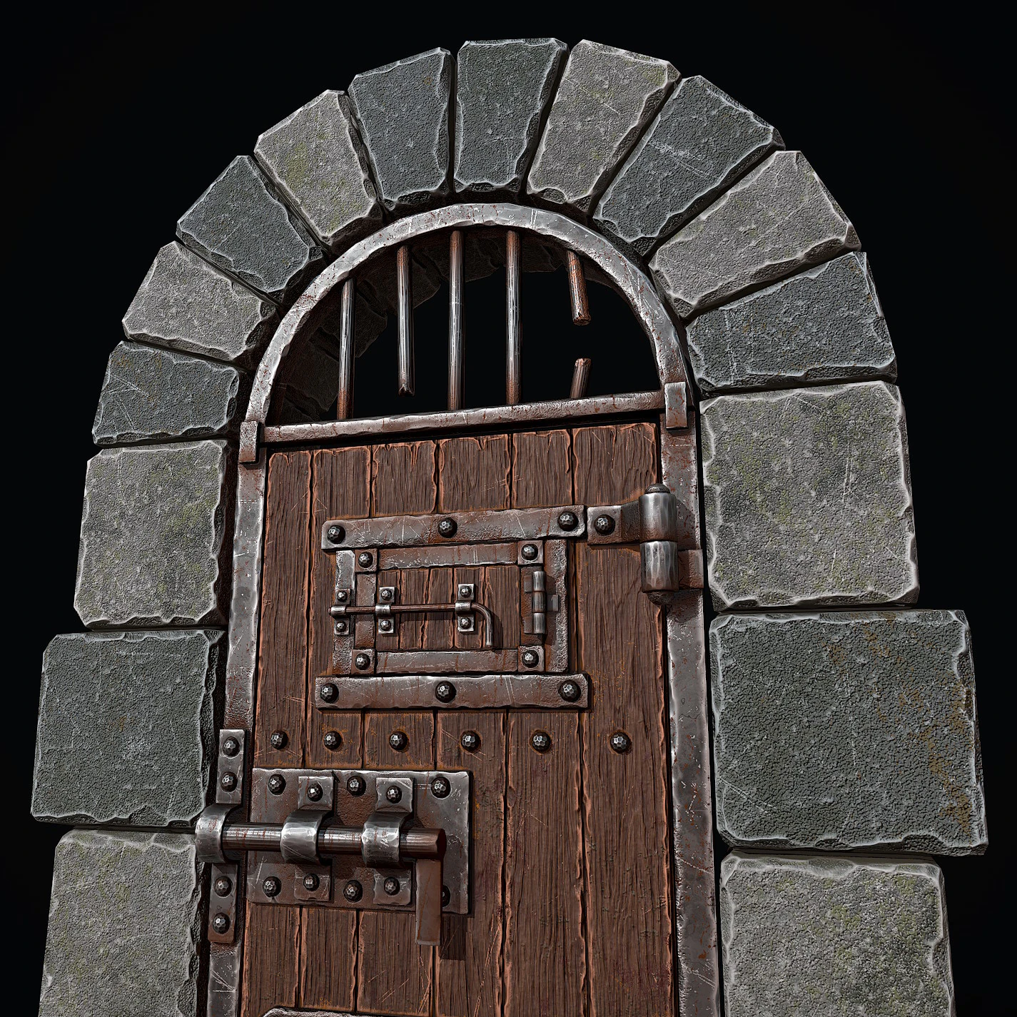 Medieval Dungeon Door 3D Model .c4d .max .obj .3ds .fbx .stl .blend
