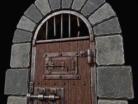 Średniowieczne drzwi do lochów Model 3D