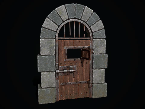 Medieval Dungeon Door 3D Model