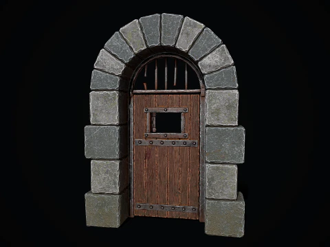 Medieval Dungeon Door 3D Model