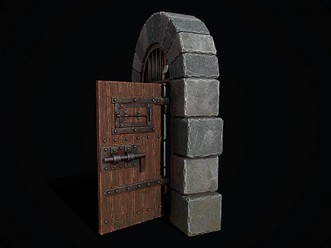 Medieval Dungeon Door 3D Model