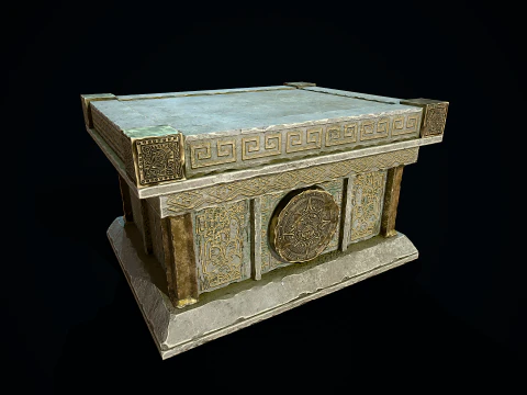 Aztec Stone Chest 3D Model
