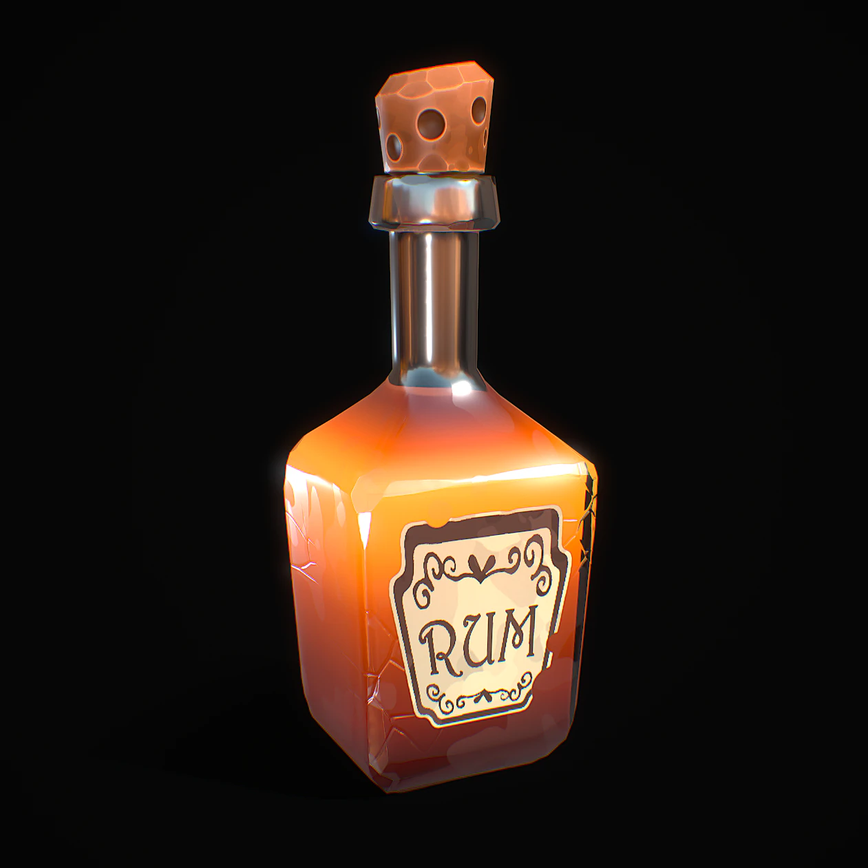 Stylized Bottle of Booze 3D Model .c4d .max .obj .3ds .fbx .stl .blend 