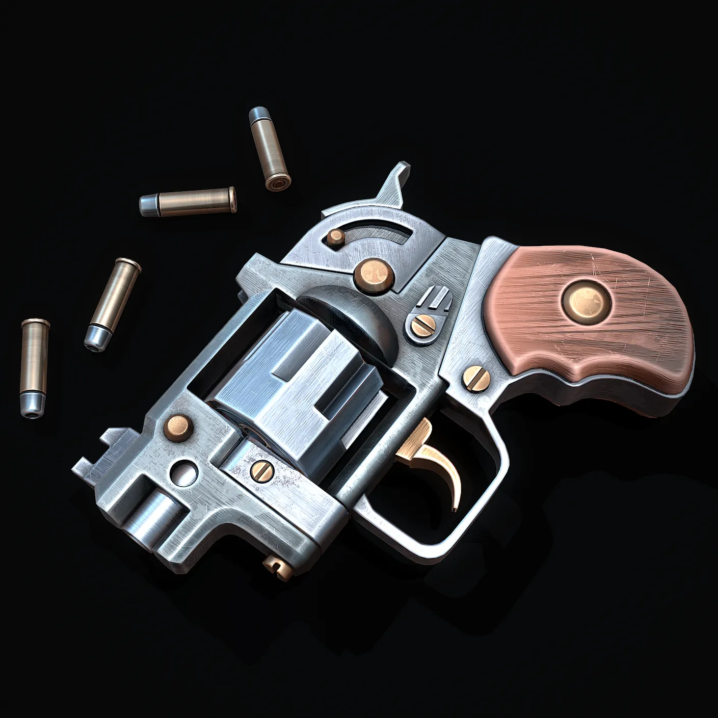 Pocket Revolver 3D Model .c4d .max .obj .3ds .fbx .stl .blend 