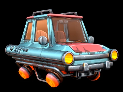 様式化されたレトロフューチャーな車 3Dモデル