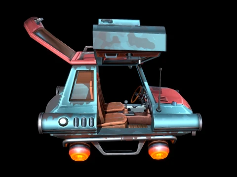 Stylized Retro-Futuristic Car 3D Model