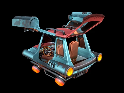 Stylized Retro-Futuristic Car 3D Model