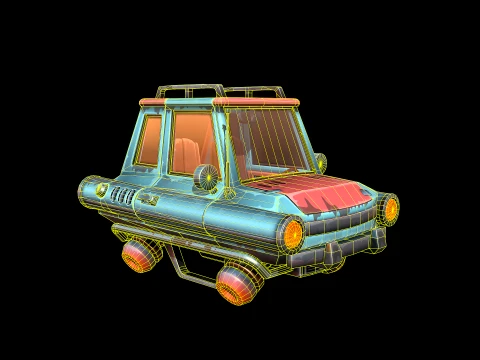 Stylized Retro-Futuristic Car 3D Model