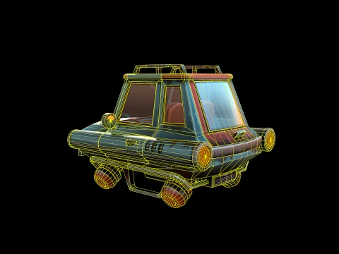 Stylized Retro-Futuristic Car 3D Model