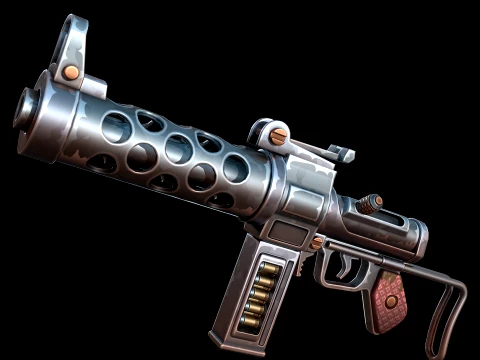 Stylized Retro MachineGun 3D Модель