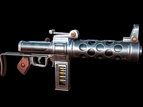 Stylized Retro MachineGun 3D Model