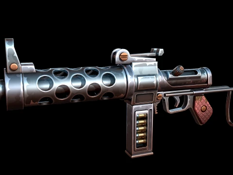 Stylized Retro MachineGun 3D Model