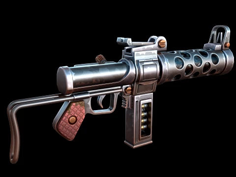 Stylized Retro MachineGun 3D Model