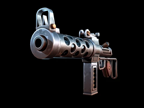 Stylized Retro MachineGun 3D Model