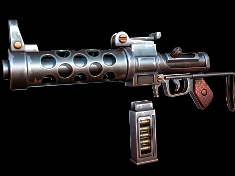 Stylized Retro MachineGun 3D Model