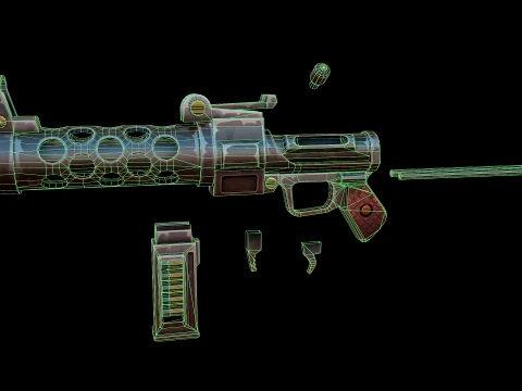 Stylized Retro MachineGun 3D Model
