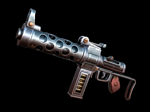 Stylized Retro MachineGun 3D Model