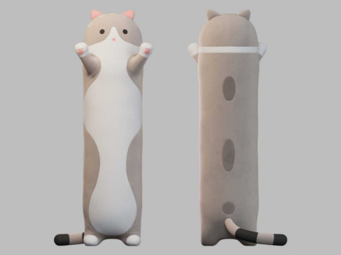 Zacht speelgoedkussen lang Kattenbroodworst 3D Model