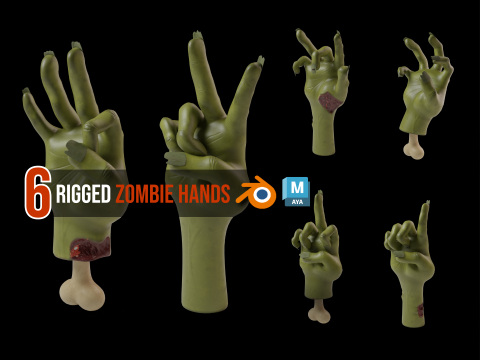 Monster cut off zombie hand rigged 3D Model