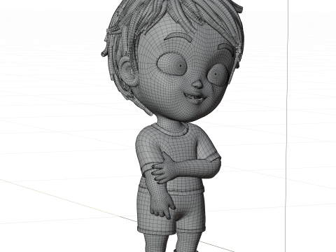 Pixar tarzı 3 boyutlu çizgi film çocuk karakteri tamamen hileli 3D Model