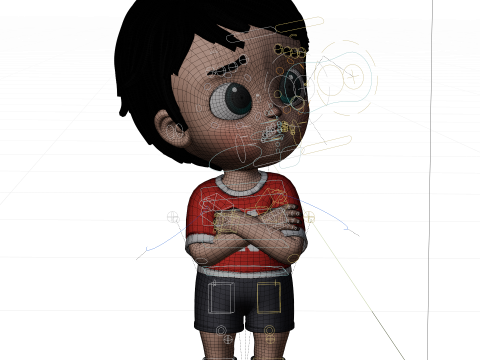 Pixar tarzı 3 boyutlu çizgi film çocuk karakteri tamamen hileli 3D Model