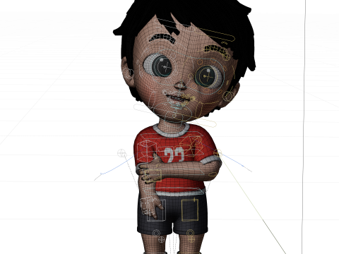 Pixar tarzı 3 boyutlu çizgi film çocuk karakteri tamamen hileli 3D Model