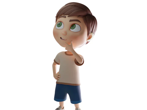 Pixar Style 3D Cartoon Boy rigged 3D Model