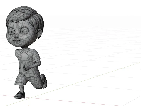 Pixar Style 3D Cartoon Boy rigged 3D Model