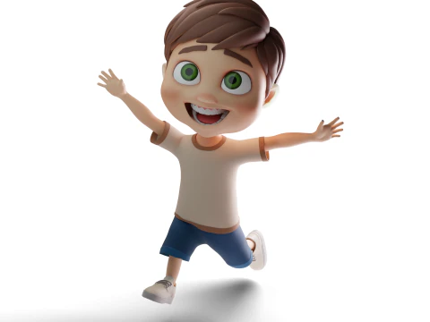 Pixar Style 3D Cartoon Boy rigged 3D Model