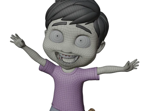 Pixar Style 3D Cartoon Boy rigged 3D Model