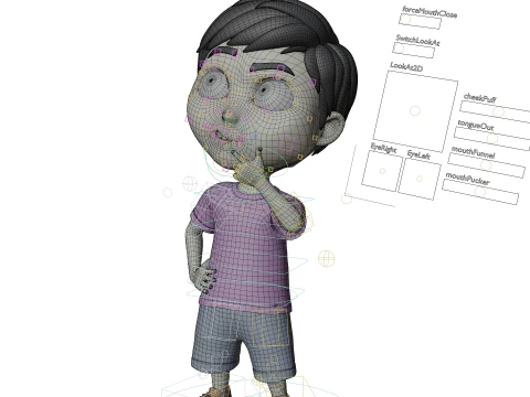 Pixar Style 3D Cartoon Boy rigged 3D Model