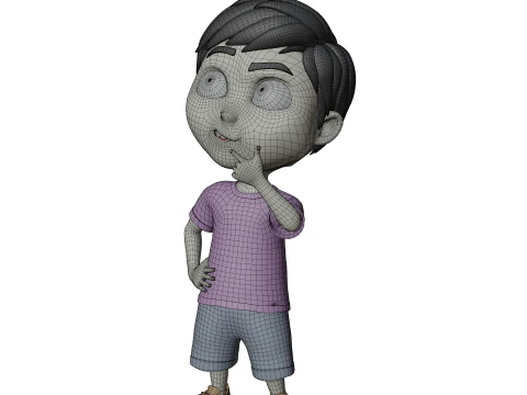 Pixar Style 3D Cartoon Boy rigged 3D Model