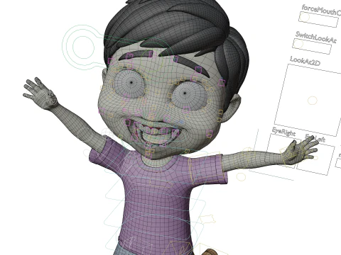 Pixar Style 3D Cartoon Boy rigged 3D Model