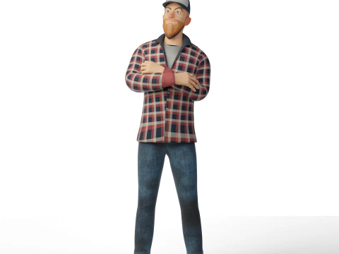 Young 3D Cartoon Man or Man Character 3D Model
