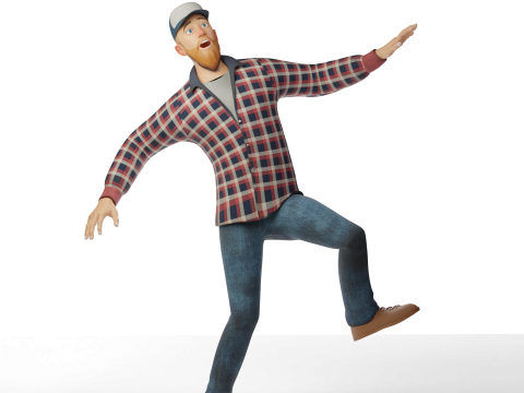 年轻 3D 卡通人或人物 3D 模型