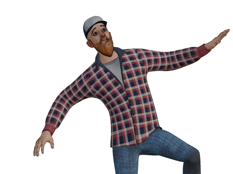 年轻 3D 卡通人或人物 3D 模型