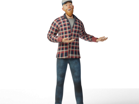 年轻 3D 卡通人或人物 3D 模型